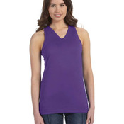 Juniors' Fine Jersey V-Neck Longer Length Racer Back Tank